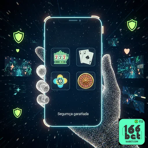 Jogador usando App 166bet para cassino móvel com celebrações brasileiras